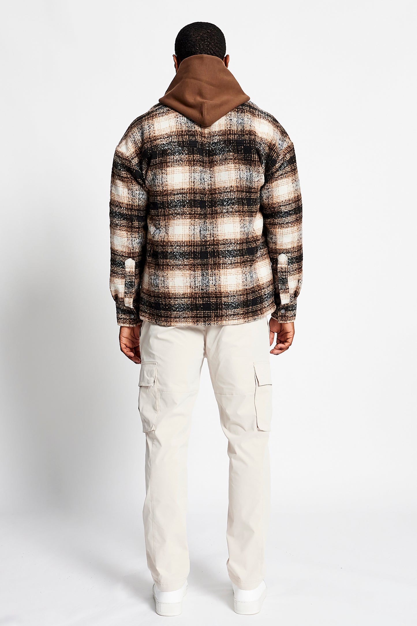 Chrysl Boxy Check Shacket - Chocolate