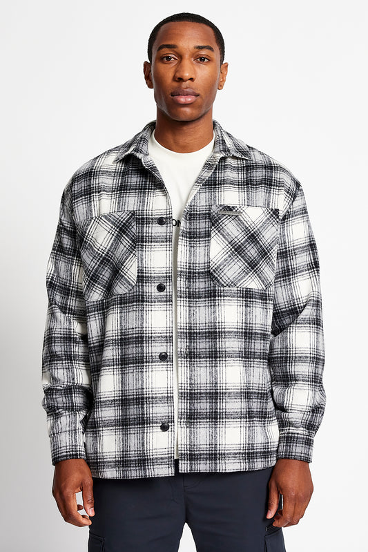 Wall St Flannel Shirt - Light - Black / White