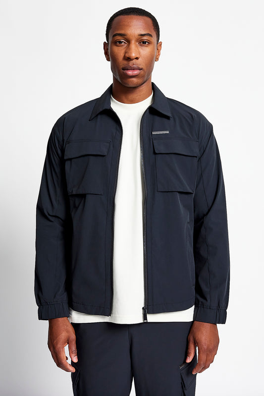 Flat Iron Zip Overshirt - Black