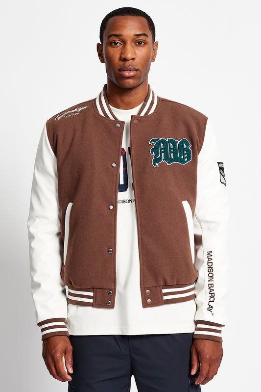 Central Baseball Wool Jacket - Chocolate